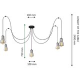  Visilica na sajli TUBE LONG 5xE27/15W/230V crna/hrom | Eponuda.com