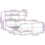 vidaXL Krevet s regalom za knjige bez madraca bijeli 140x190cm od drva | shoptok.hr