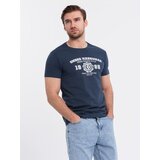 Ombre T-shirt męski z nadrukiem w stylu college – granatowy | ePonuda.com