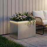 Vrtna posuda za sadnju s LED svjetlom Srebrna 40 x 60 x 40 cm Slike