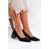 VINCEZA Suede Smooth Heels With Pointed Toes Black 66736 | Shoptok.si
