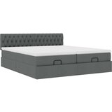 vidaXL Otomanski posteljni okvir z vzmetnicami siv 200x200 cm blago | Shoptok.si