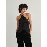 Reserved top z izrezom v slogu choker ogrlice - črna Cene