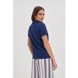 Marisse Navy Blue Cotton Blouse With A Collar | shoptok.hr