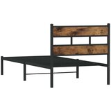 vidaXL Kovinski posteljni okvir brez vzmetnice dimljen hrast 90x190 cm | Shoptok.si