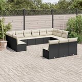Maison Chic Seti vrtnega pohištva - Vrtna garnitura - Vrtni pohištvo set 13-delna z blazinami črn poli ratan, (21810305) | Shoptok.si
