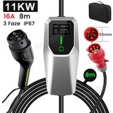 JUNSUN Tip 2 EV Polnilni Kabel za Električna Vozila – 3-Fazni 11KW, Nastavljiv Tok, Prenosni Polnilec 8M s CEE16A Vtičnico in Torbico (6/8/10/13/16A), (5000035263) Cene