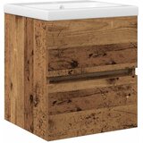 vidaXL Ormarić s umivaonikom s ugrađenom posudom Crnog hrasta od inženjerskog drva, Ormarić s umivaonikom Starog drveta 41x38.5x45 cm od inženjerskog drva | shoptok.hr