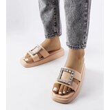Gemre Beige Fusberta Flip-Flops with Rhinestones | Shoptok.si