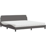 vidaXL Postelja z vzmetnico siva 200x200 cm umetno usnje, (21216588) | Shoptok.si