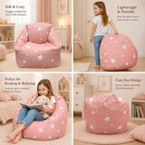 Ginger Home Детски Пуф Кресло Little Stars, 100% Памук, Розов Барбарон Със Звезди, 55x44x55 см | shoptok.hr