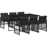  7-dijelni vrtni blagovaonski set s jastucima crni od poliratana | shoptok.hr