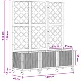  Vrtni saksija s rešetkom i kotačima Bijela 120 x 40 x 146 cm PP | shoptok.hr