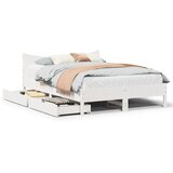 vidaXL Posteljni okvir s predali bel 150x200 cm trdna borovina Cene