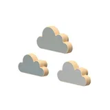 Svijetlo plave zidne kuke u setu 3 kom od masivne bukve Cloud –