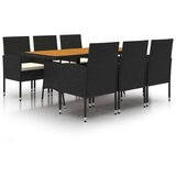  7-dijelni vanjski blagovaonski set od poliratana crni | shoptok.hr