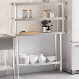 vidaXL Kuhinjska delovna miza s polico 110x30x150 cm nerjaveče jeklo | Shoptok.si