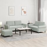  3-dijelni set sofa s jastucima svjetlosivi baršunasti | shoptok.hr