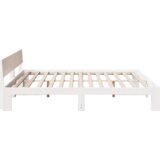  Krevet s uzglavljem bijeli 200x200 cm masivna borovina | shoptok.hr