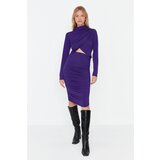 Trendyol Purple Double Breasted Detailed Crop Knitted Blouse Cene