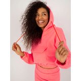 Fashion Hunters Fluo pink basic tracksuit with short sweatshirt Emilie Cene