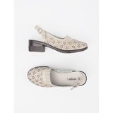 GOODIN Beige perforated low-heeled sandals | shoptok.hr