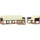 vidaXL Zunanja garnitura za sedenje z blazino 7 pcs Naravna in smetana, (5000270905) | Shoptok.si