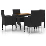  5-dijelni vanjski blagovaonski set od poliratana crni | shoptok.hr