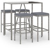  5-dijelni vrtni barski set od poliratana s jastucima sivi Siva 110 cm table length | shoptok.hr
