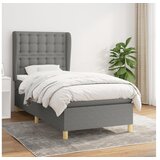  Box spring postelja z vzmetnico temno siva 100x200 cm blago | Shoptok.si