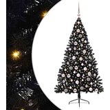 vidaXL Umjetna preddekorirana božićna jelka Črna 180 cm PVC | Shoptok.si