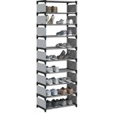 vidaXL stalak za cipele 10 slojeva sivi 54x28x158 cm netkana tkanina | shoptok.hr