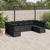 Maison Chic Seti vrtnega pohištva - Vrtna garnitura - Vrtni pohištvo set 9-delna z blazinami črn poli ratan, (21800076) | Shoptok.si