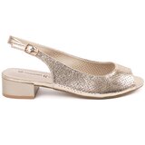 GOODIN Gold openwork sandals with a low heel | Shoptok.si