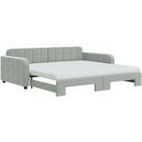 vidaXL Izvlečna dnevna postelja z vzmetnico sv. siva 100x200 cm blago | Shoptok.si