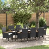 vidaXL 9-dijelni set za vrtni objed s jastučićima crni poly ratan, vrtni stol crni 200x80x73 cm kaljeno staklo | shoptok.hr