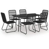  7-dijelni vrtni blagovaonski set od poliratana i stakla Crna Dužina stola 150 cm | shoptok.hr