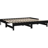  Dnevni ležaj na izvlačenje crni 2x(90x200) cm masivna borovina | Eponuda.com