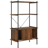  Polica s 4 razine i ormarićem 80 x 40 x 130 cm od čelika i drva | shoptok.hr