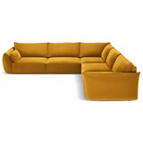 Mazzini Sofas Gorčično rumena žametna kotna sedežna garnitura Vanda – Cene