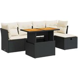 vidaXL 6-dijelni set vrtnih sofa s jastucima crni od poliratana bagrem | shoptok.hr