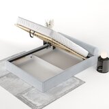 Maison de Rêve Svetlo siva oblazinjena zakonska postelja s prostorom za shranjevanje z letvenim dnom 160x200 cm Solvo – | Shoptok.si