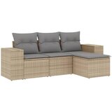  The Living Store Vrtna sedežna garnitura 4-delna z blazinami bež poli ratan - Vrtna Sedežna Garniture, (21447796) | Shoptok.si