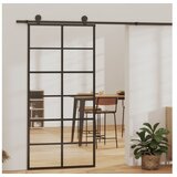  Drsna vrata ESG steklo in aluminij 90x205 cm črna | Shoptok.si