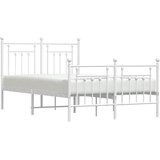 Metalni okvir kreveta uzglavlje i podnožje bijeli 135 x 190 cm | shoptok.hr