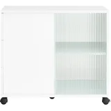 Kavna mizica z vrtljivimi kolesi bela 75x35x61 cm, (5000009209)