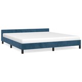 The Living Store Posteljni okvir z vzglavjem temno moder 180x200 cm žamet - Posteljni Okvir Z Vzglavjem, (21492387) | Shoptok.si