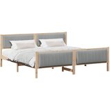  Okvir kreveta s uzglavljem Smeđa i svijetlo siva 200 x 200 cm | shoptok.hr