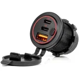 Vodootporni punjač sa prekidačem 2xUSB-C 1xUSB-A