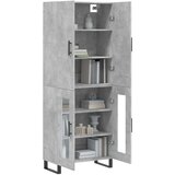 vidaXL Visoka komoda siva betona 69 5x34x180 cm od konstruiranog drva | shoptok.hr